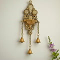 Brass Wall Hanging Deepak & Candle Stand with Bells (11″)