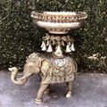 Brass Urli with Elephants, Yellow Antique (21″)