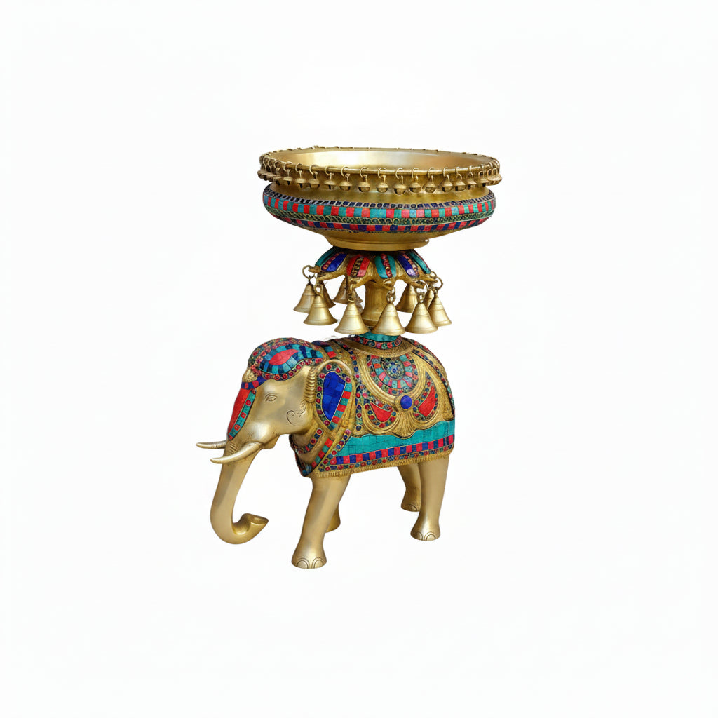Elephant Brass Urli, Antique Finish (21″)