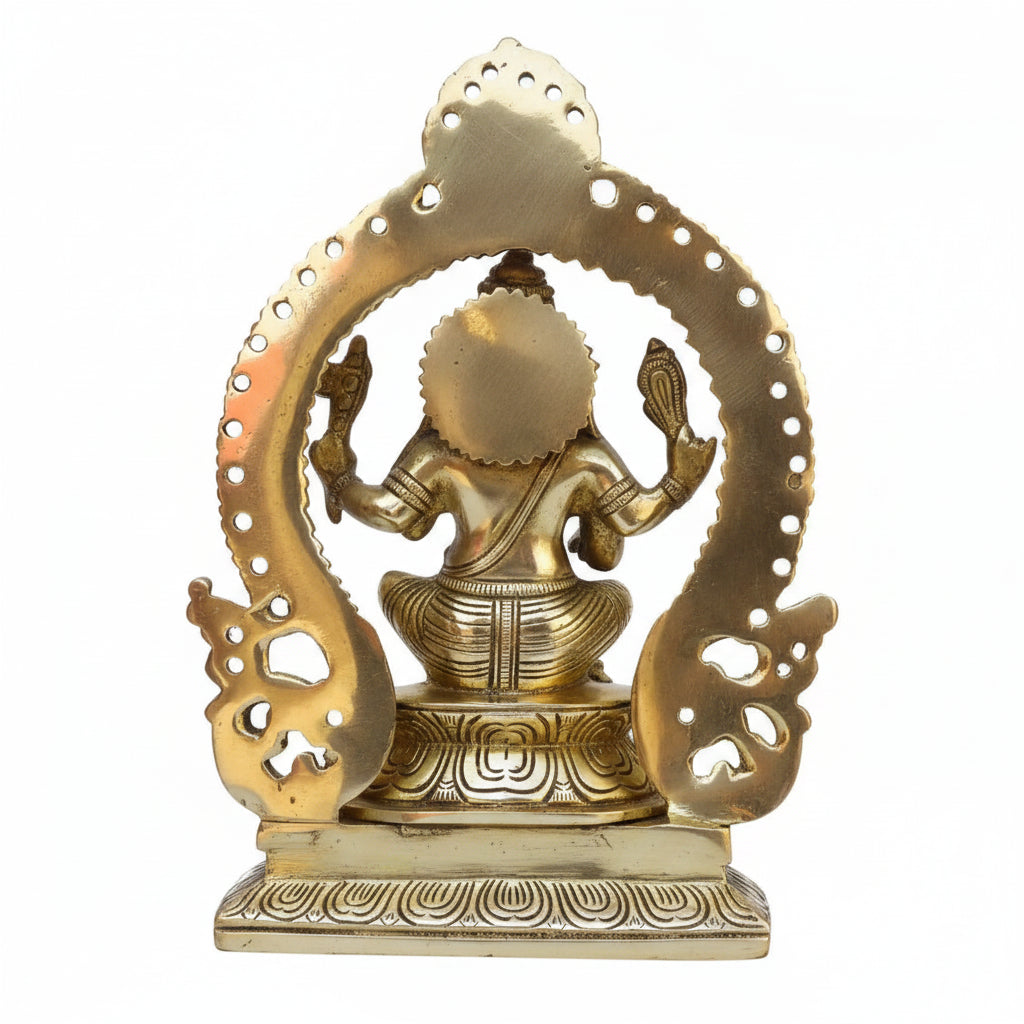 Handmade Brass Ganesha Statue (Antique Yellow, 11″)