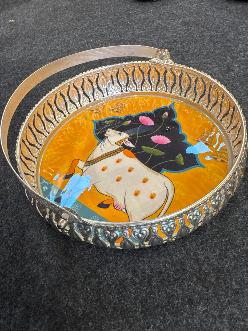 German Silver Round Tray 8 inch - Design D