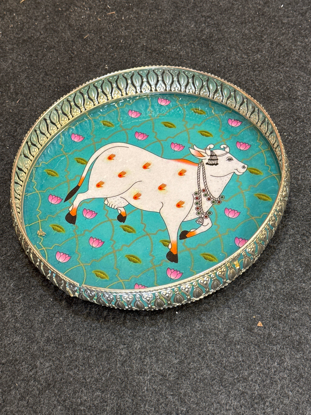 German Silver Round Tray 12 inch - Design I