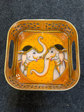 Gold Finish Metal Tray Square 6 inch - Design E