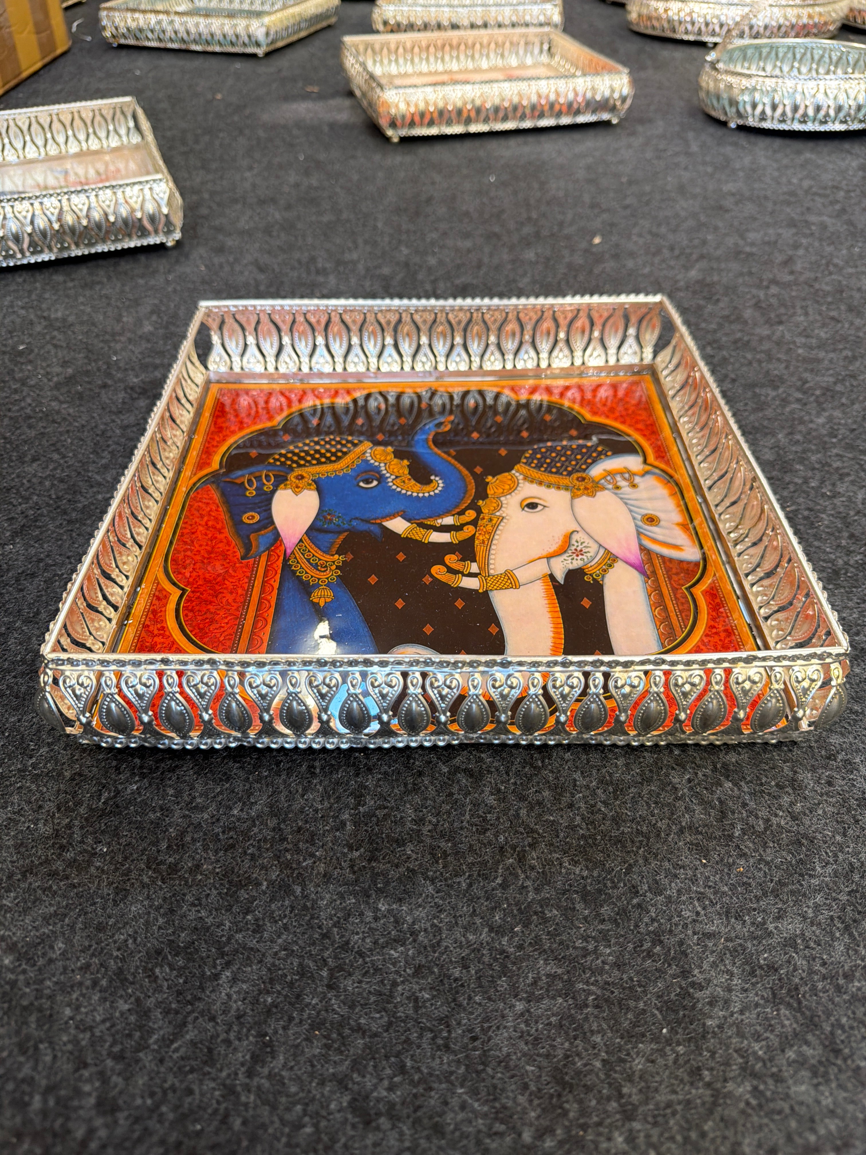 German Silver Square Tray 10 inch - Design F