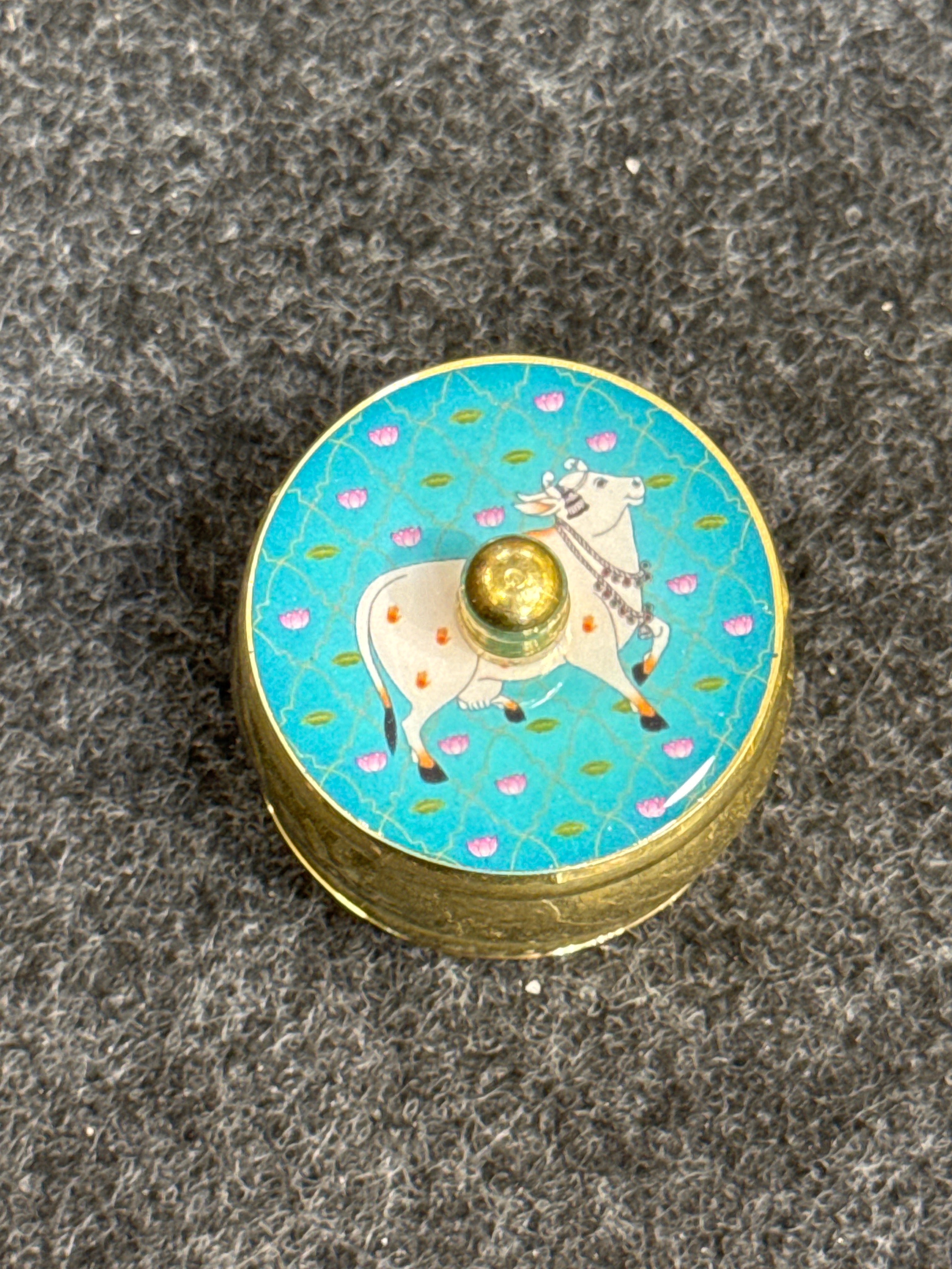 Brass Pichwai Kum Kum Holder - Design I