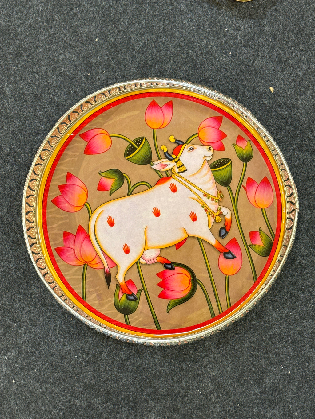 German Silver Round Tray 12 inch - Design H
