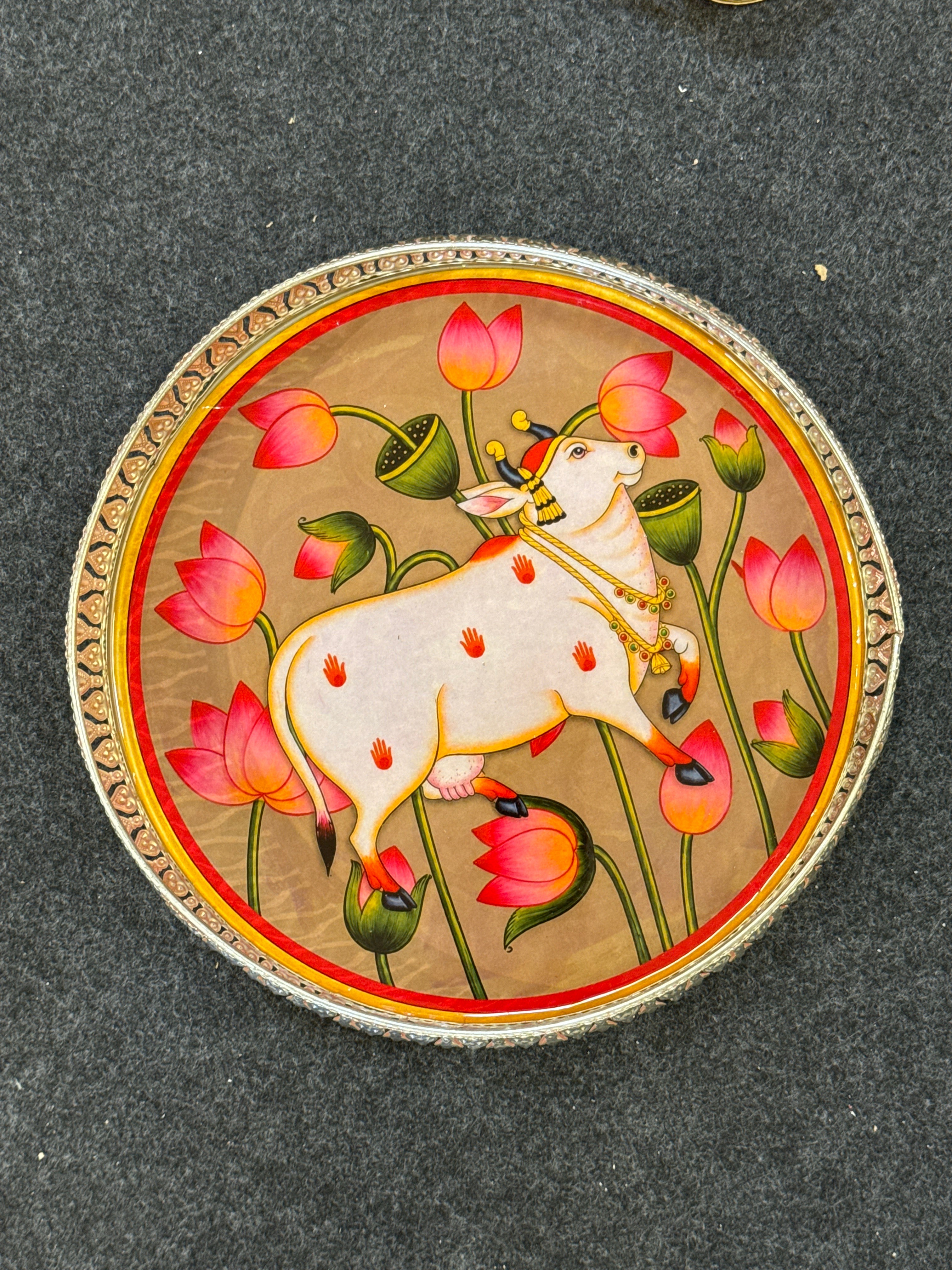 German Silver Round Tray 12 inch - Design H