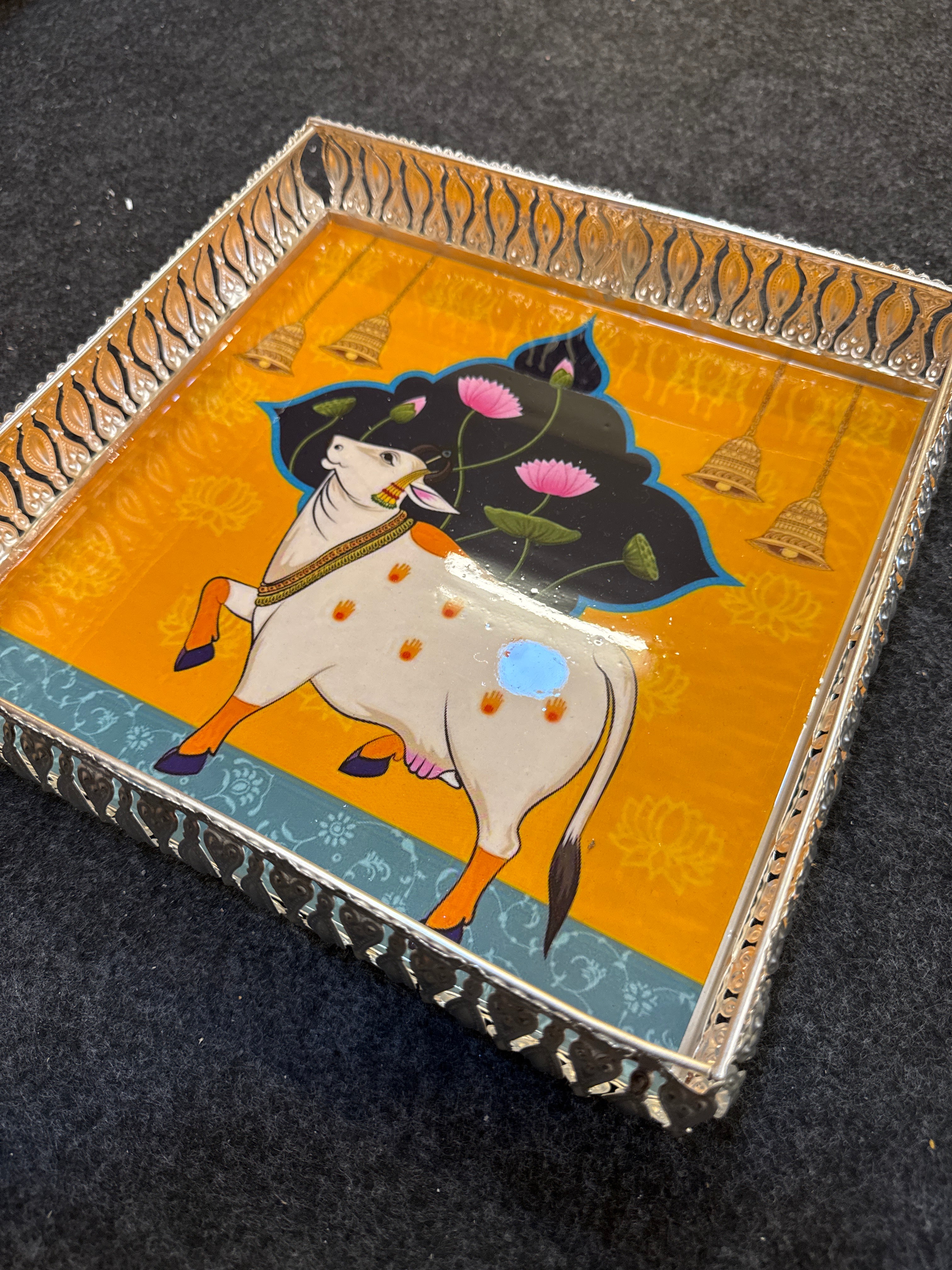 German Silver Square Tray 10 inch - Design D