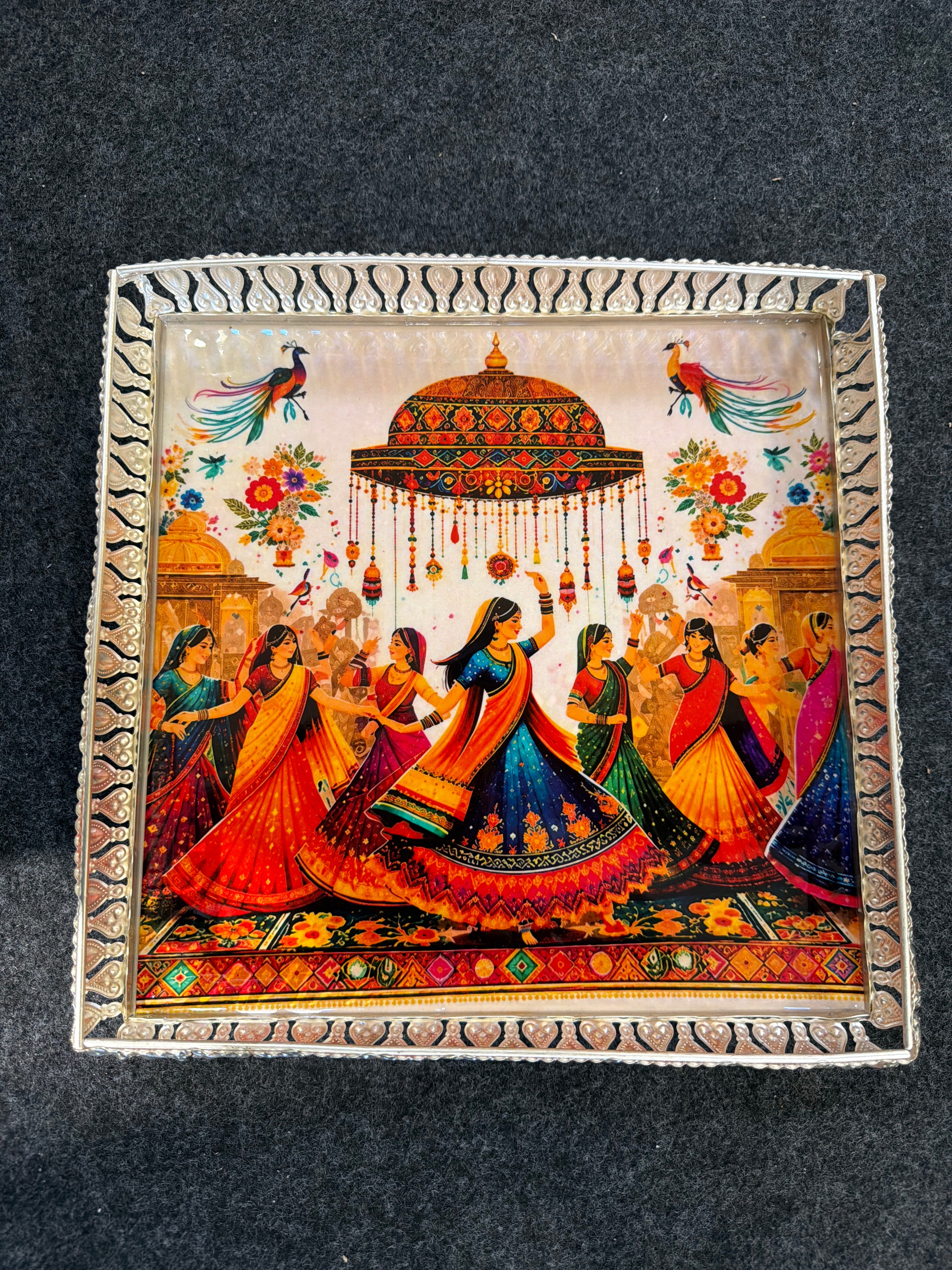 German Silver Square Tray 10 inch - Design C