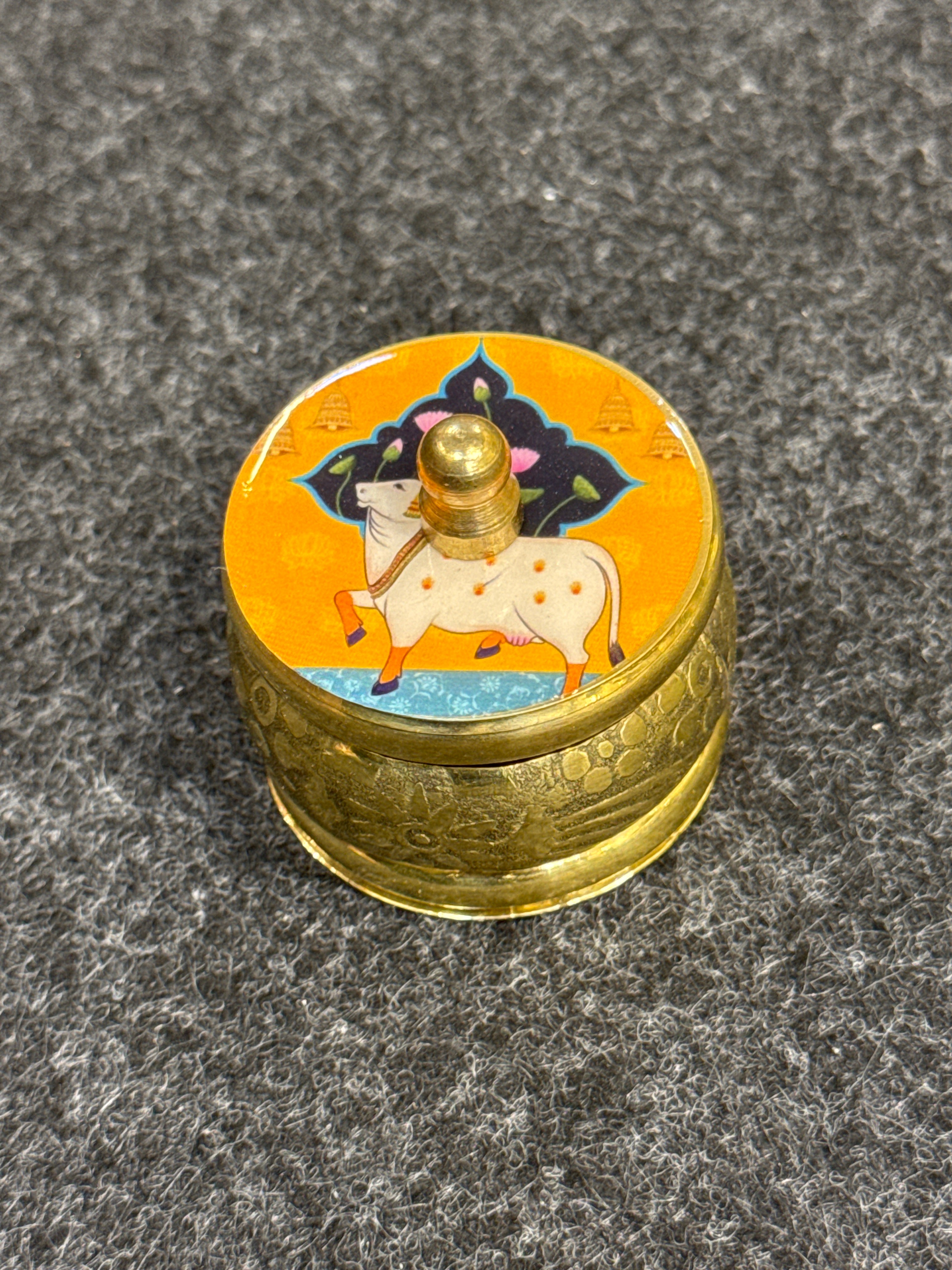 Brass Pichwai Kum Kum Holder - Design D