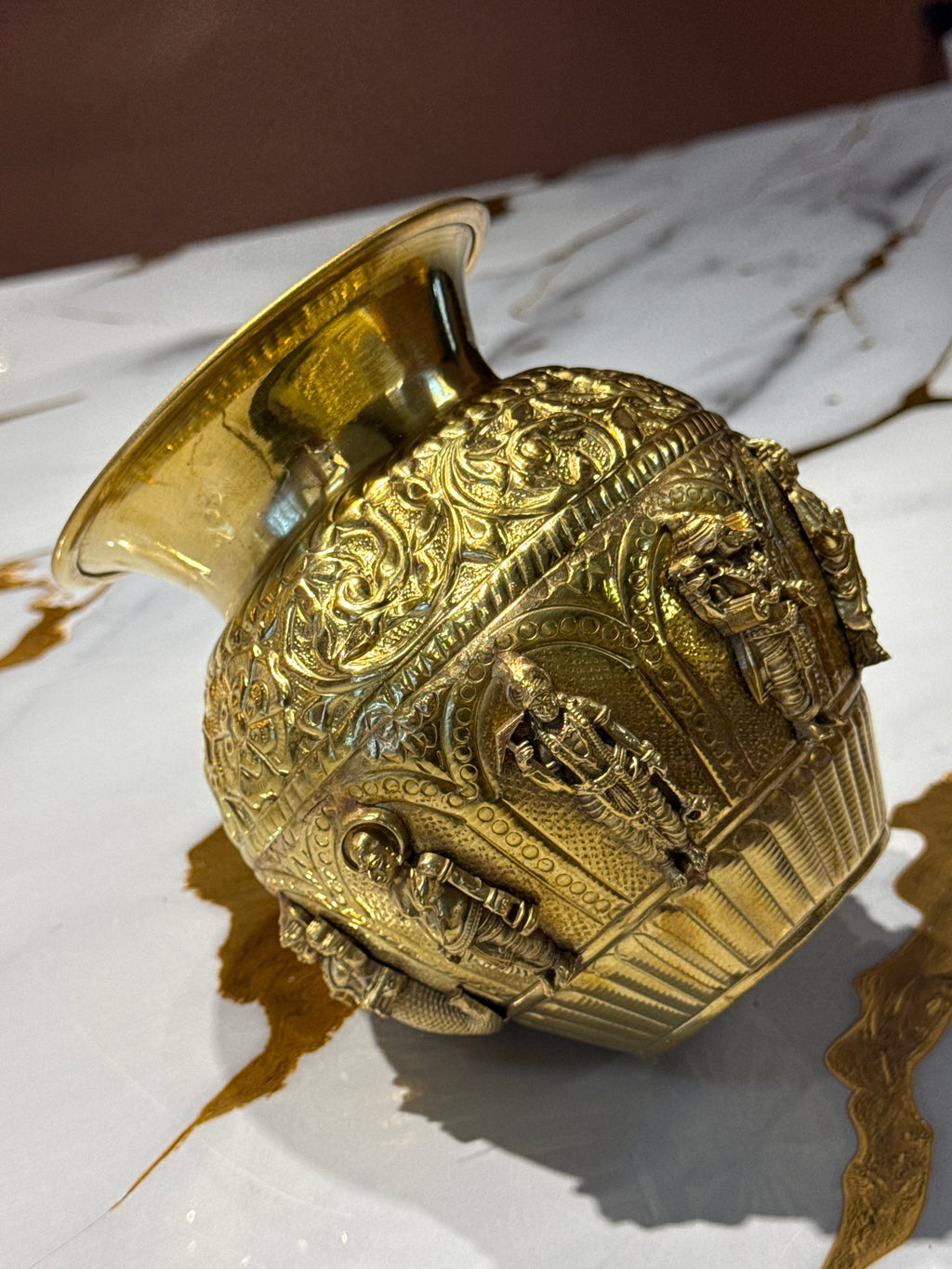 Handcrafted Brass Dasavatharam Kalasam / Engraved Temple Brass Pot
