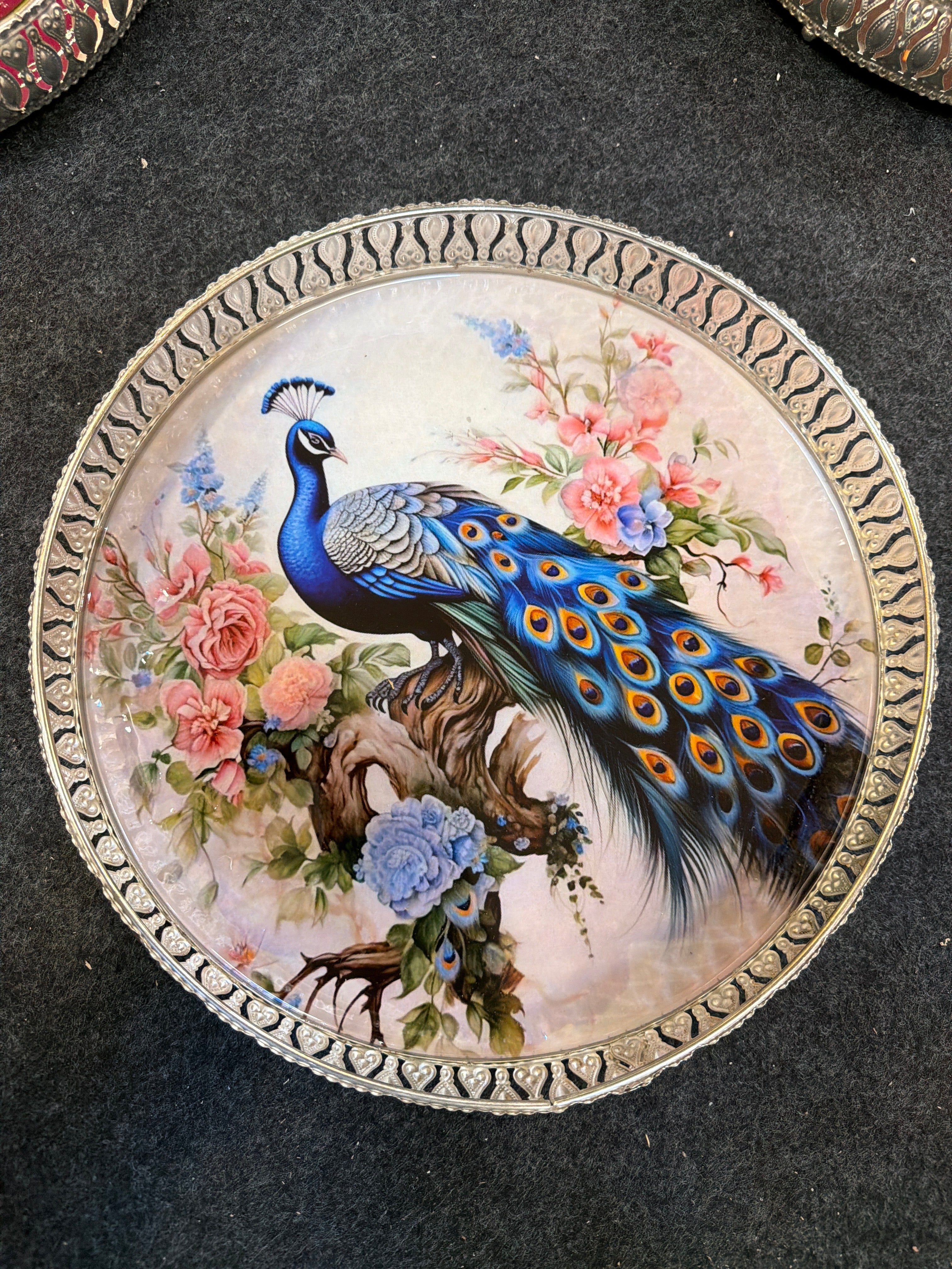 German Silver Round Tray 12 inch - Design B