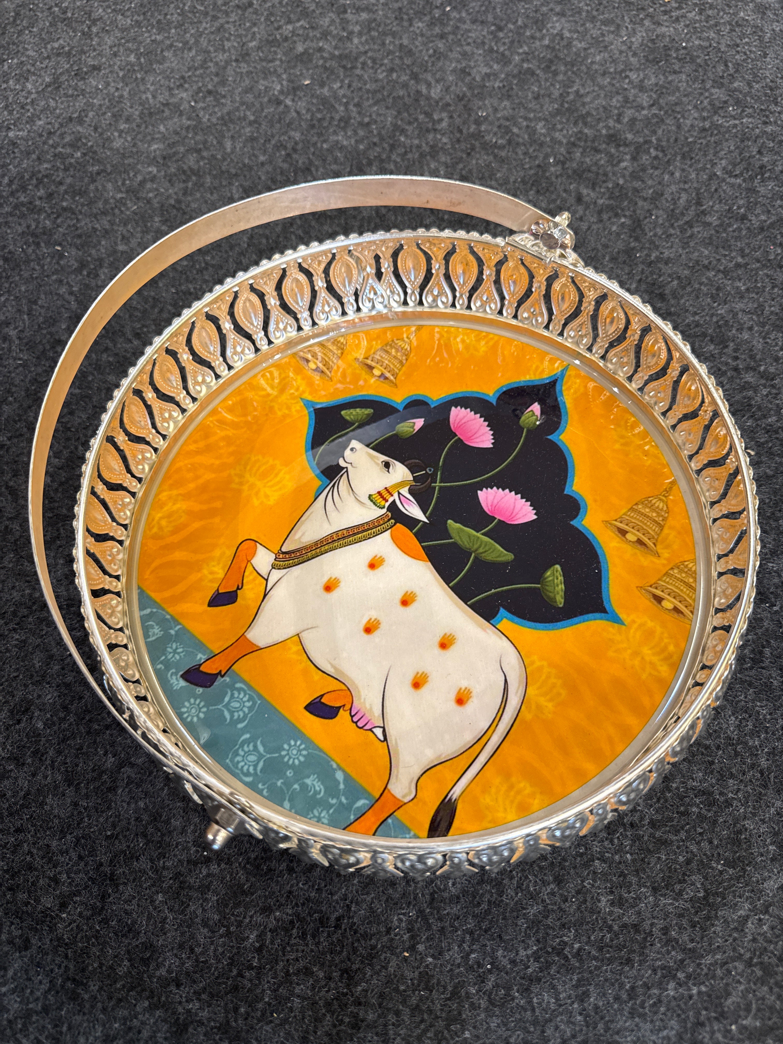 German Silver Round Tray 8 inch - Design D