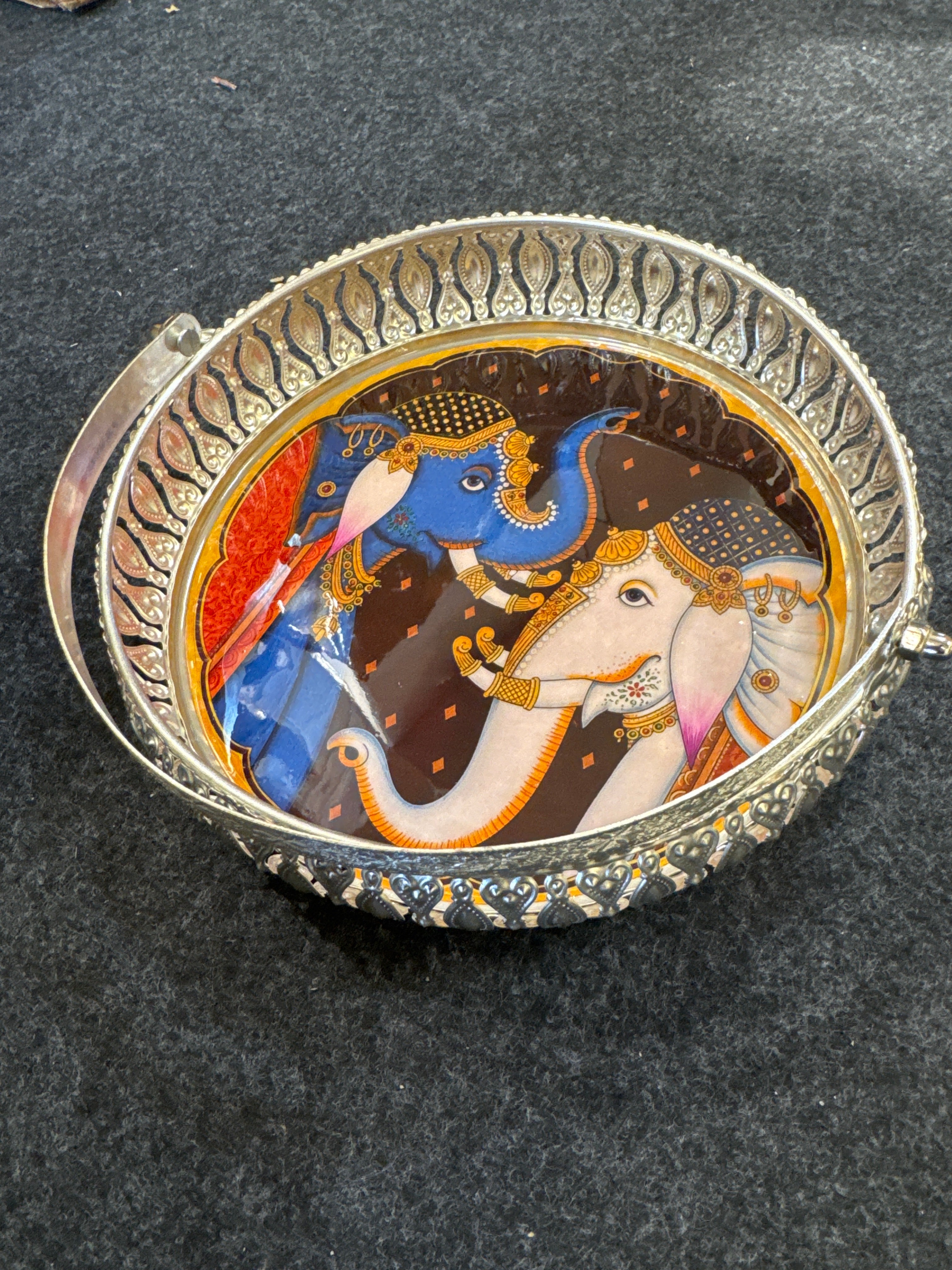 German Silver Round Tray 8 inch - Design F