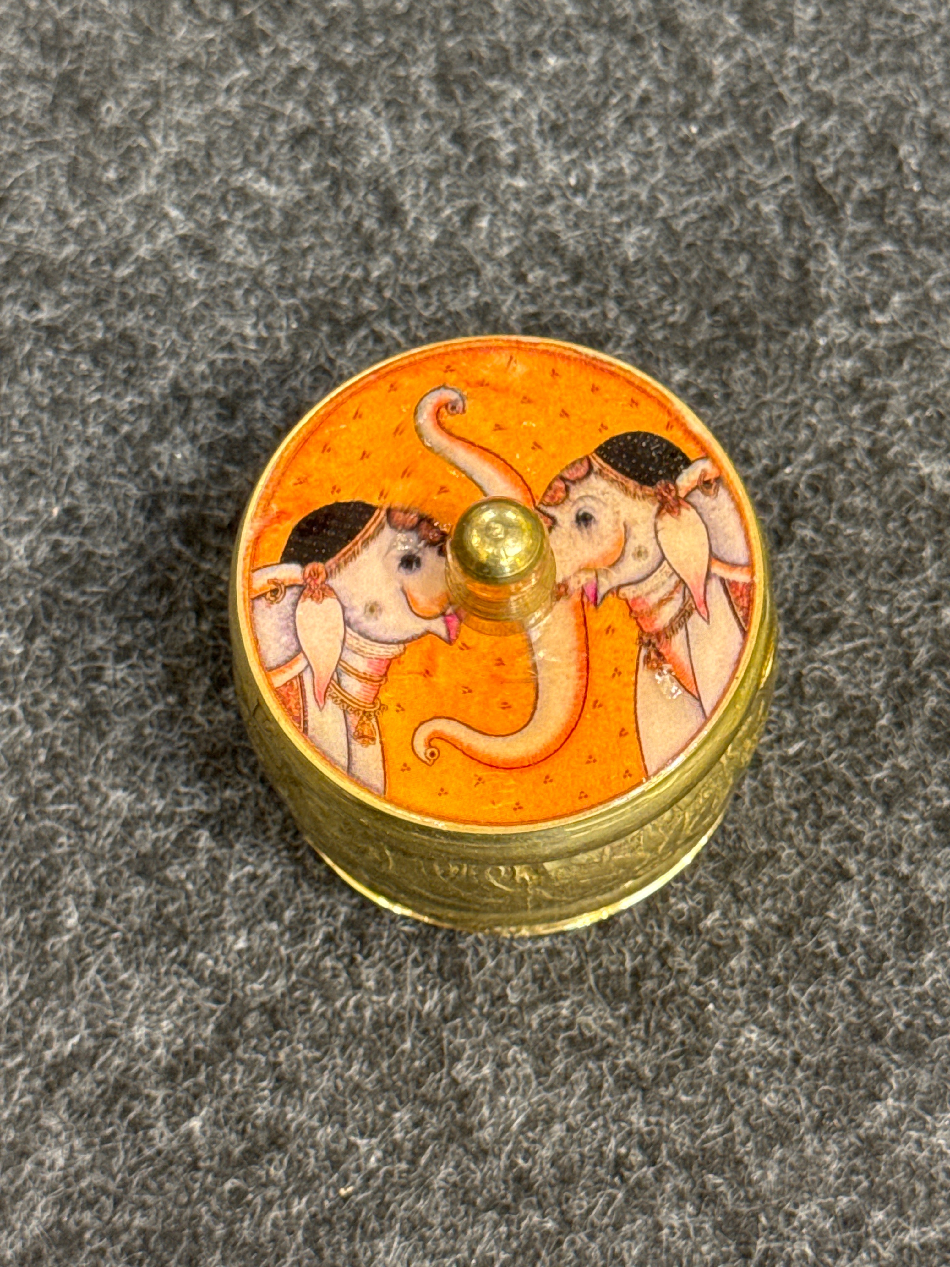 Brass Pichwai Kum Kum Holder - Design E