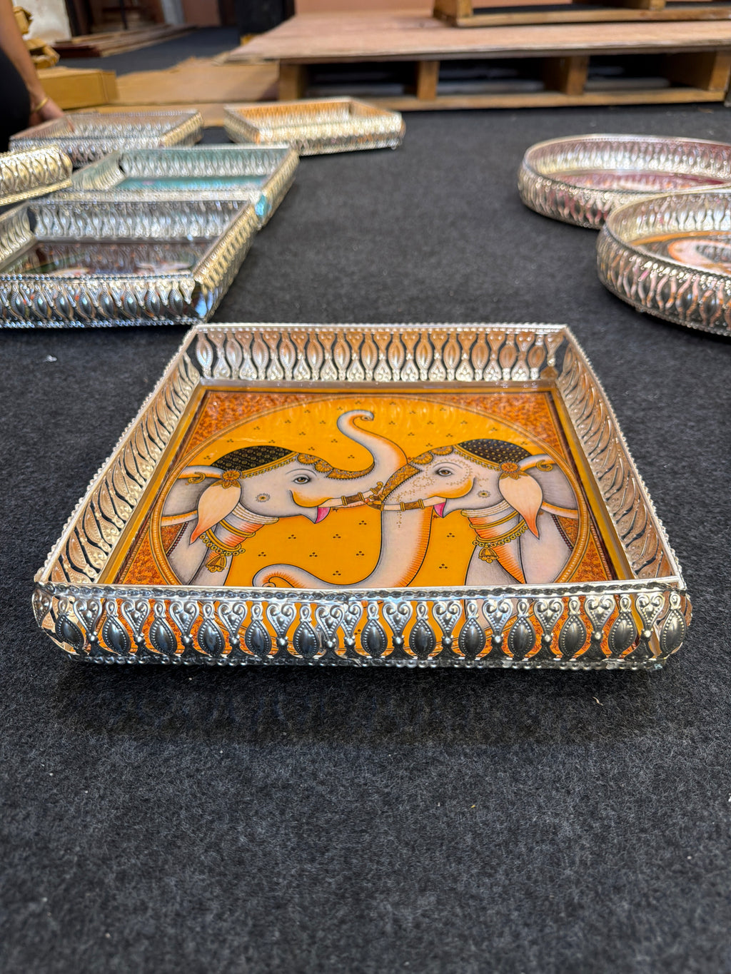 German Silver Square Tray 10 inch - Design E