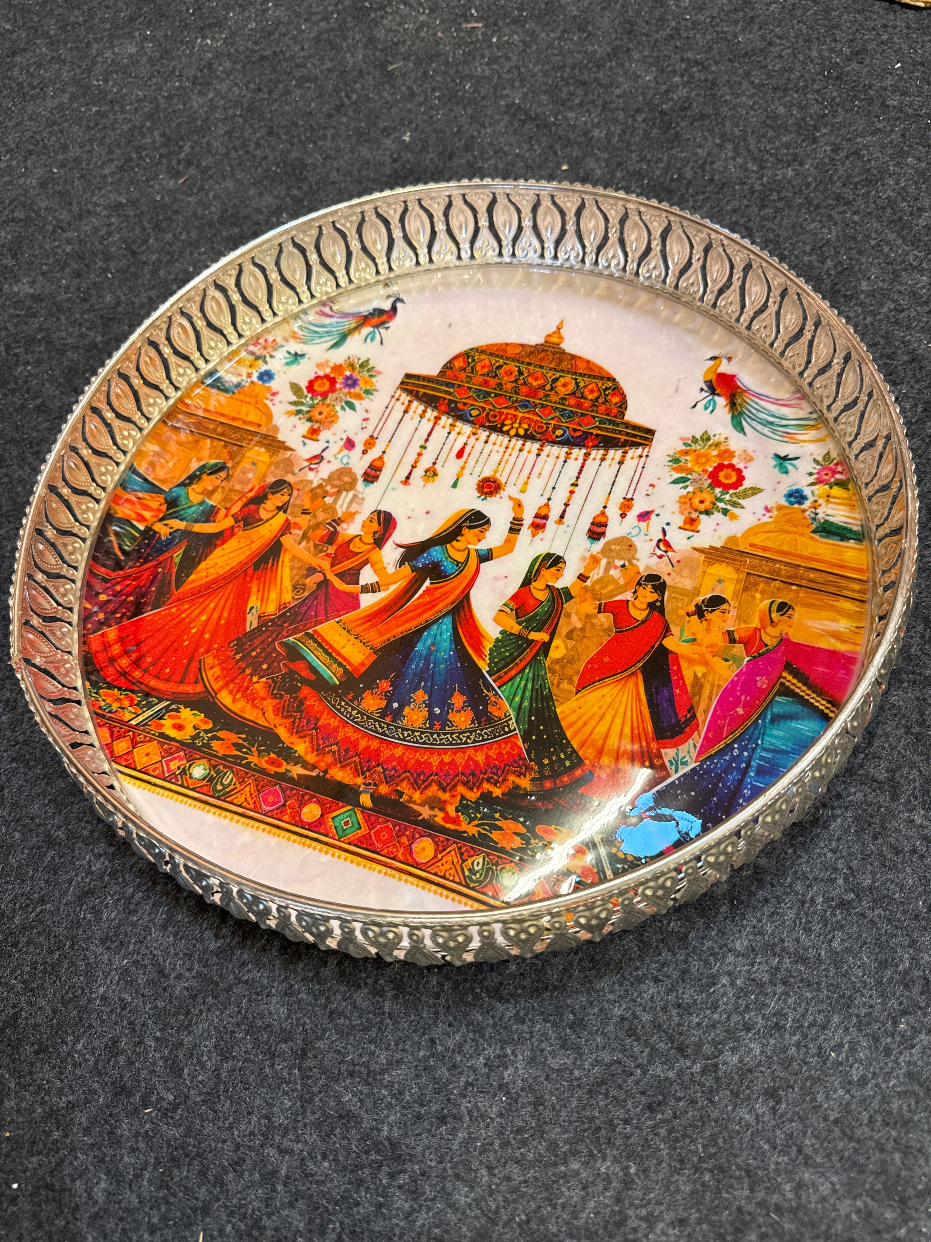 German Silver Round Tray 12 inch - Design C