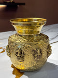 Handcrafted Brass Ashtalakshmi Kalasam / Embossed Divine Brass Pot