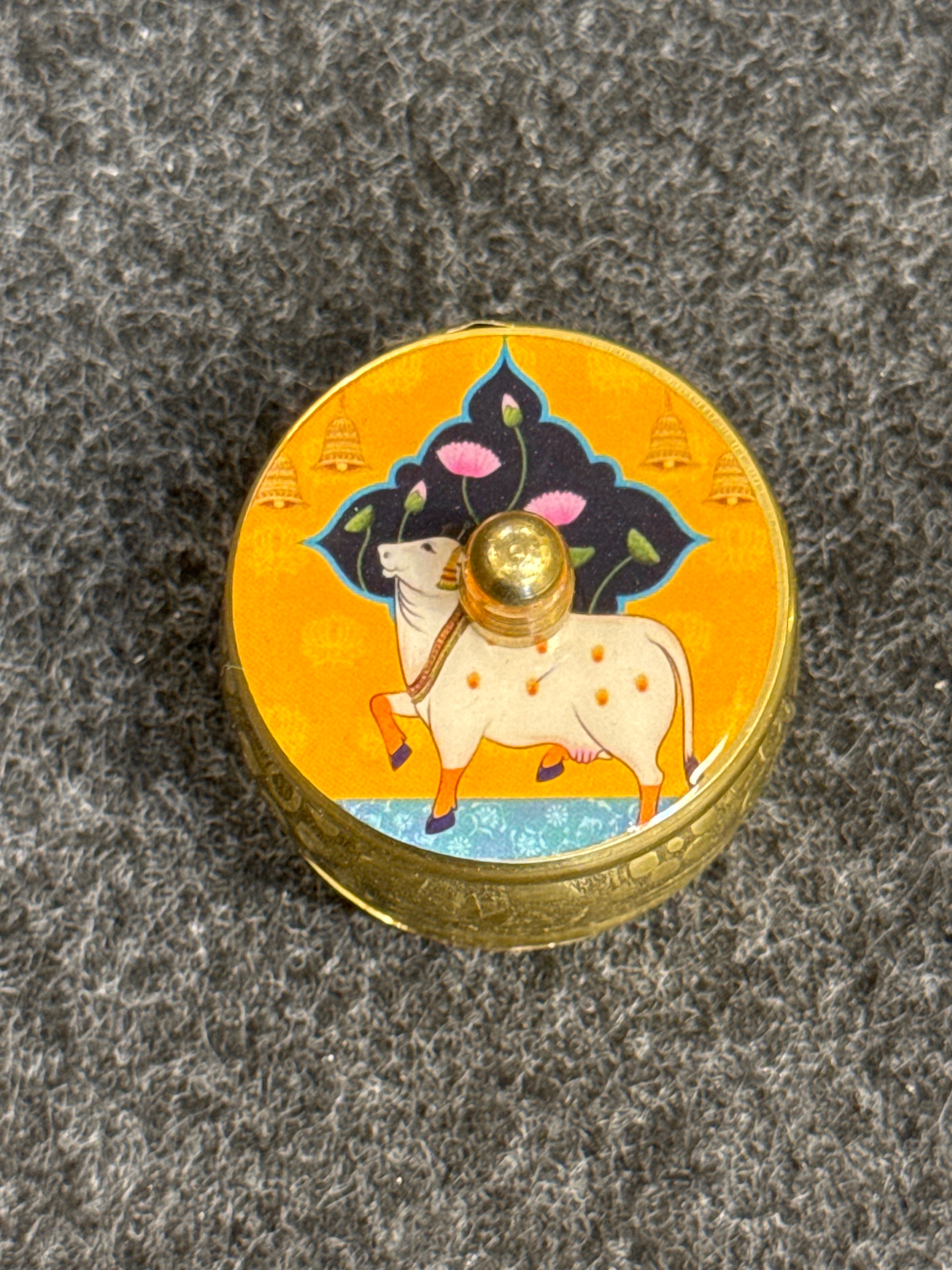 Brass Pichwai Kum Kum Holder - Design D