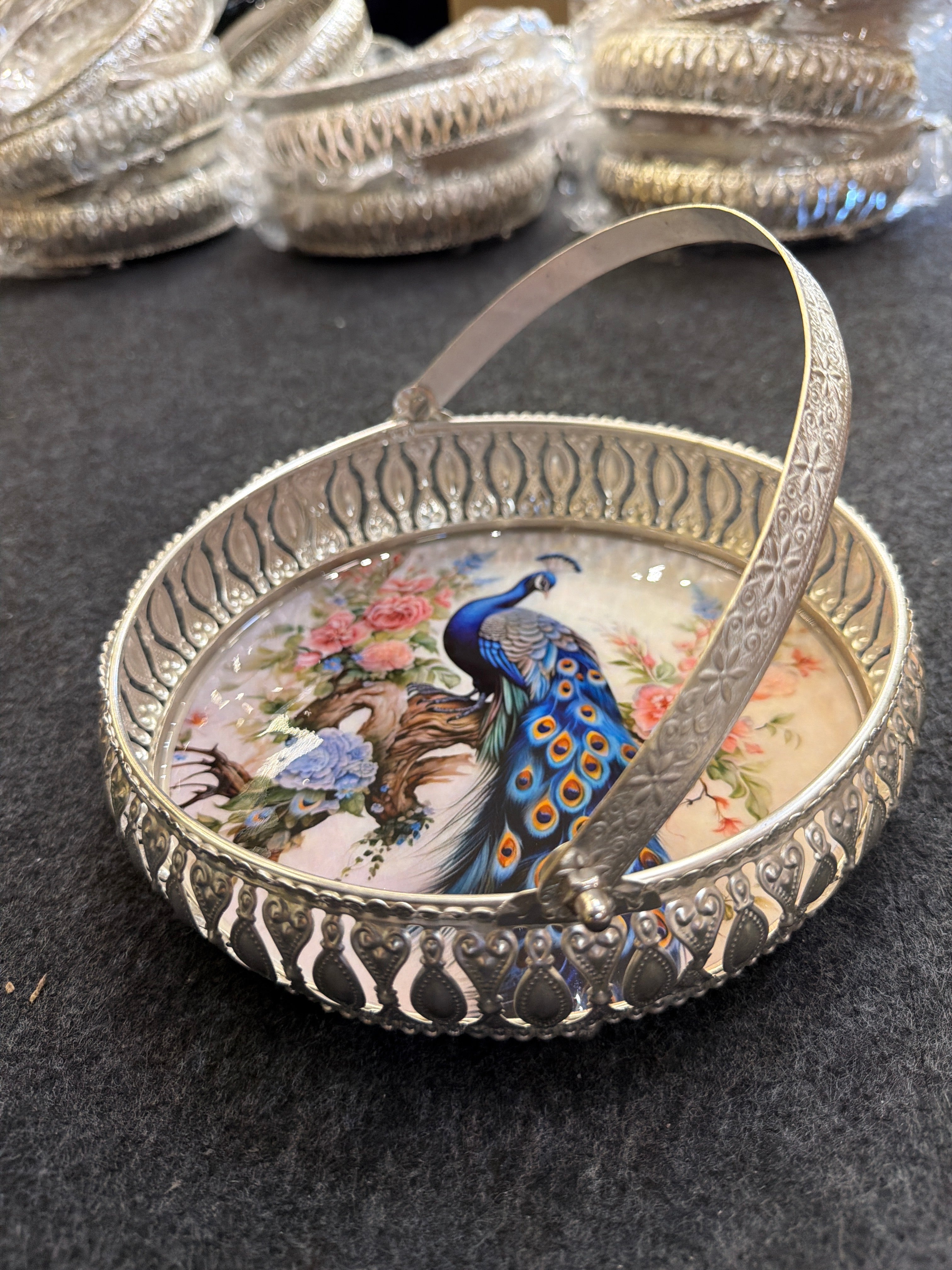 German Silver Round Tray 8 inch - Design B
