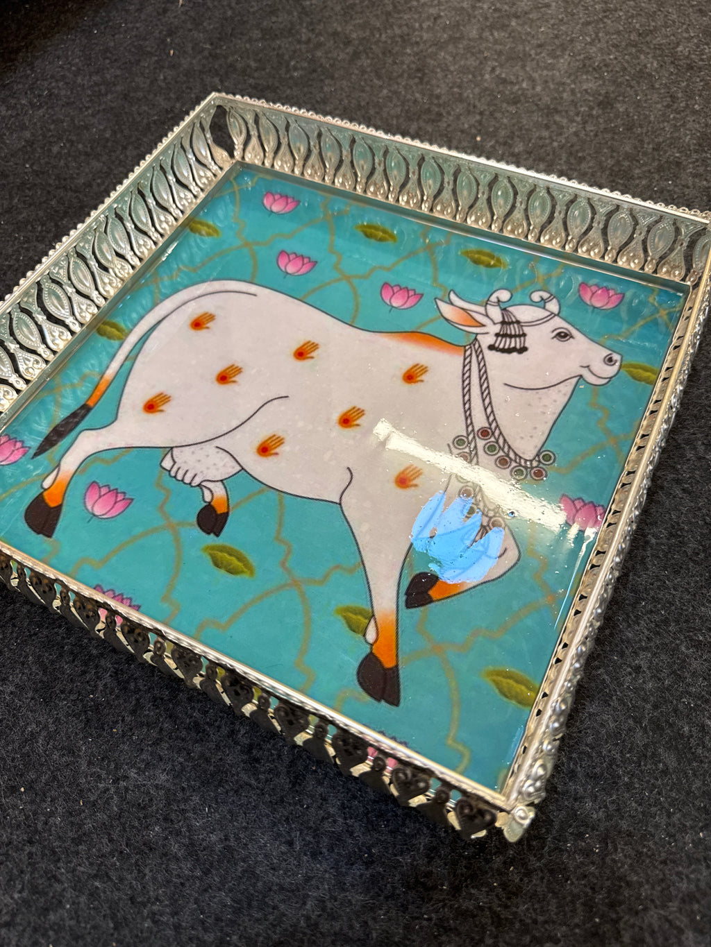 German Silver Square Tray 10 inch - Design I