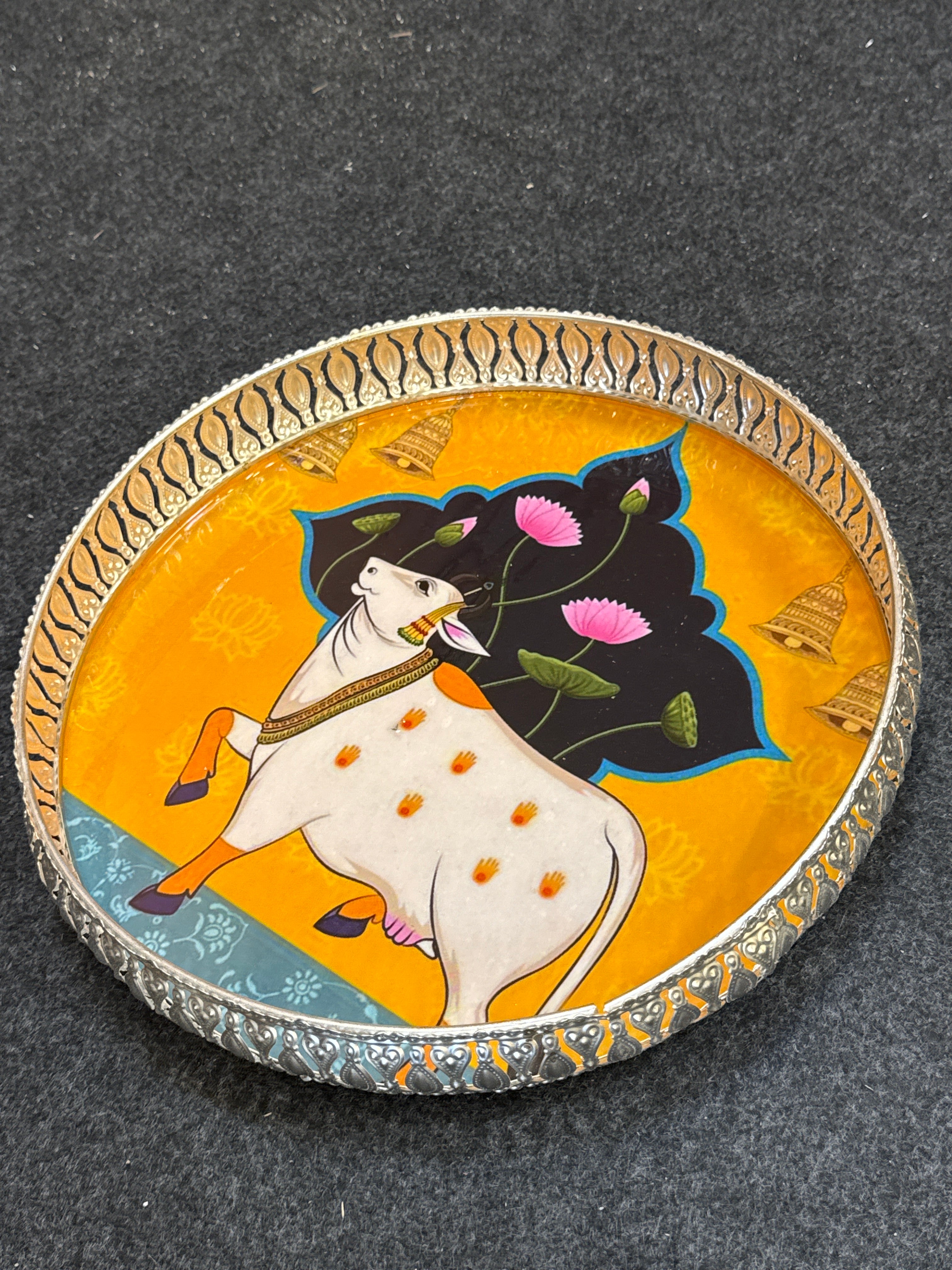 German Silver Round Tray 12 inch - Design D