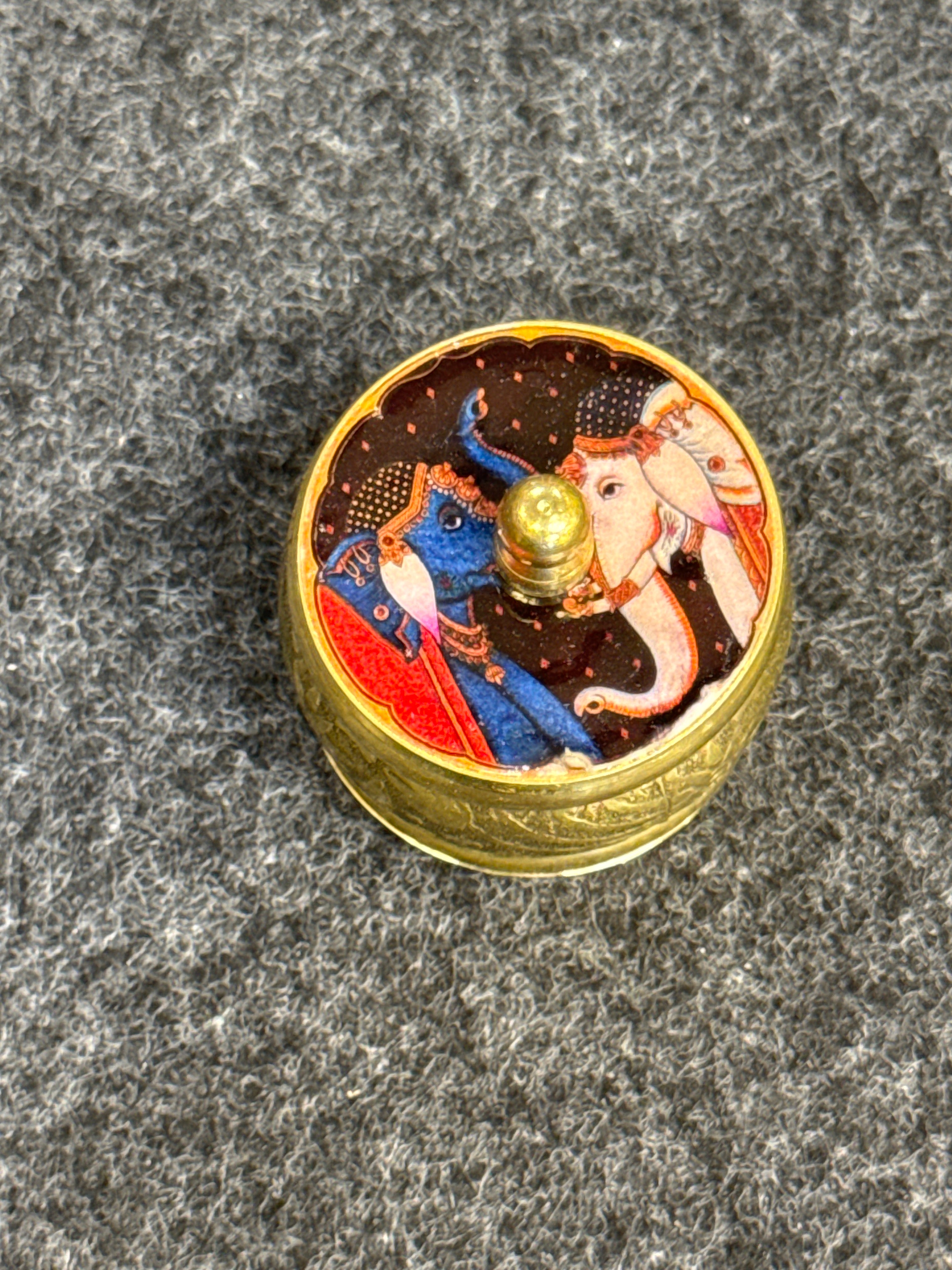 Brass Pichwai Kum Kum Holder - Design F
