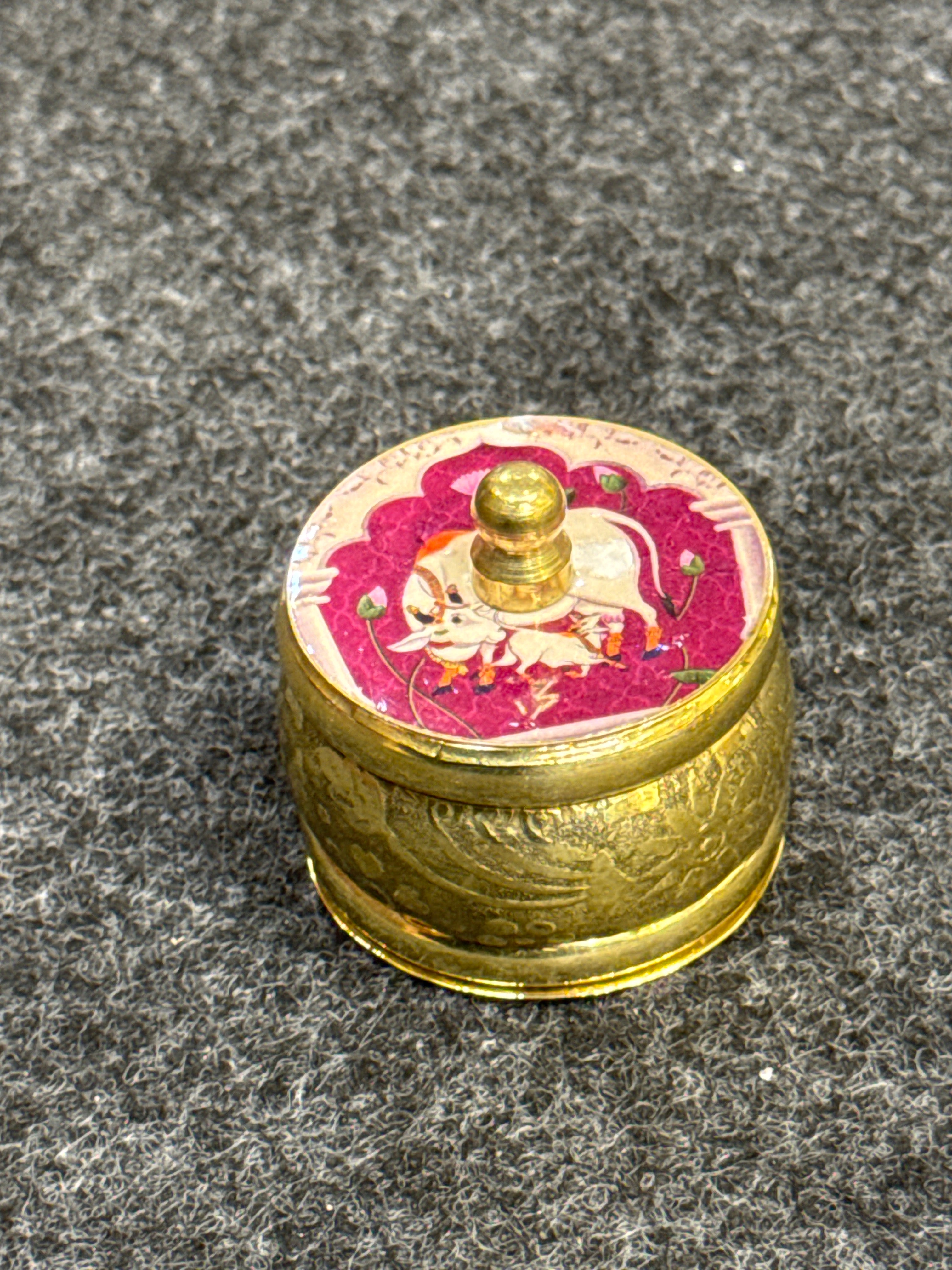 Brass Pichwai Kum Kum Holder - Design A