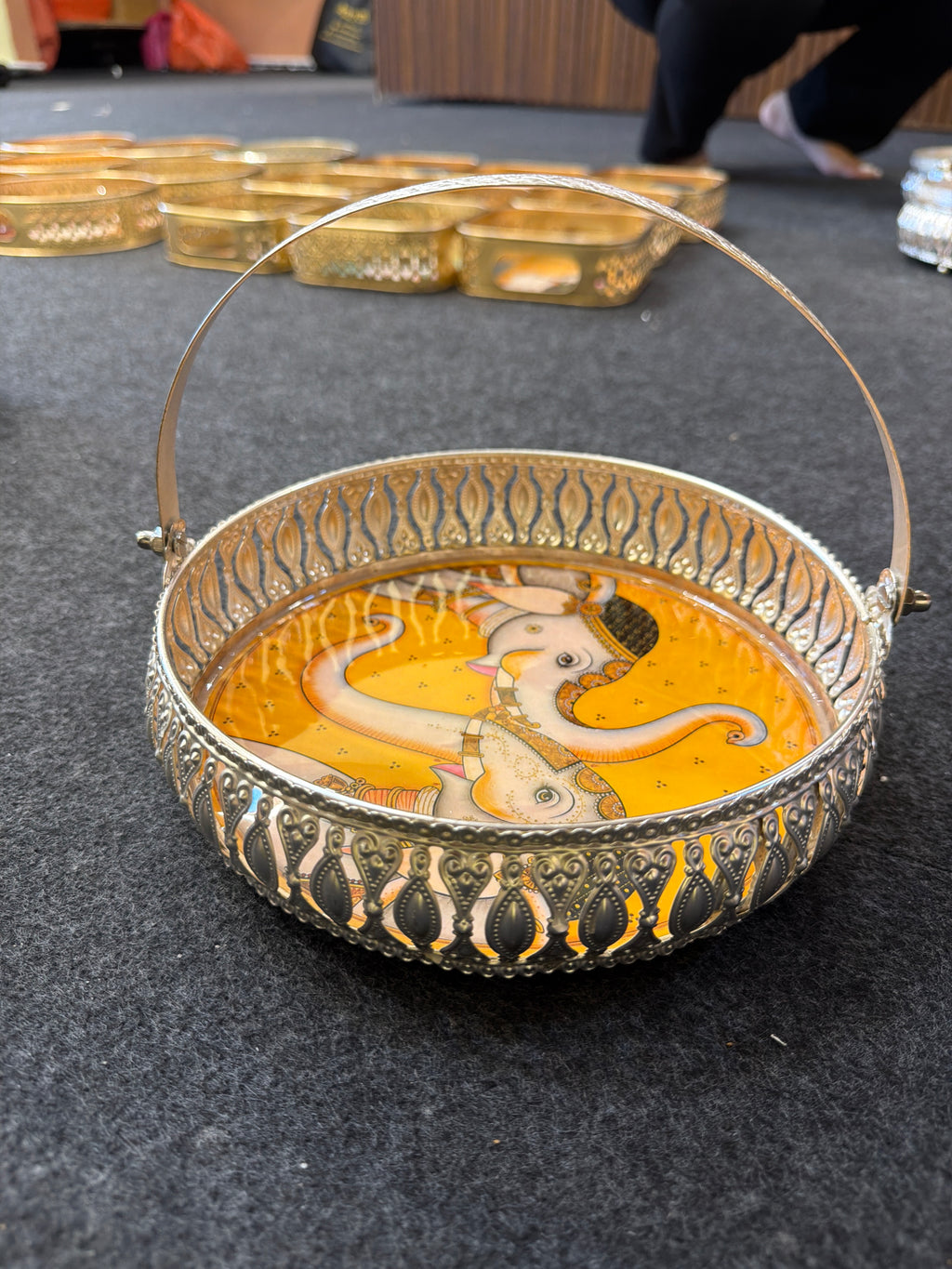 German Silver Round Tray 8 inch - Design E