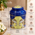 Aaryom Royal Elephant Heritage Storage Tin – Blue & Gold | 3.5” × 3”
