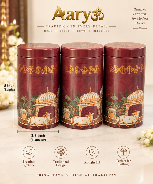 Aaryom Heritage Canister Gift Set with Premium Hamper Box – 3pcs