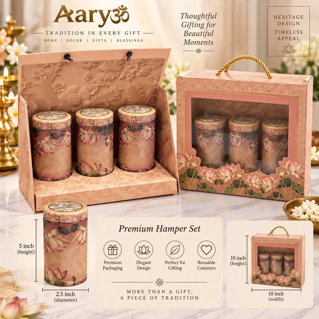 Aaryom Lotus Elegance Premium Hamper Set | 3-Piece Canister Gift Set