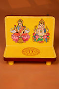 Hand-Painted Lakshmi Ganesha Wooden Wall Hanging Pooja stand - 10 Inches
