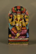 Wooden Hand Carved painted - Ganesha panel