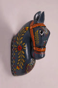 Wooden Hand Carved Painted Horse Head Wall Hanging - Gray