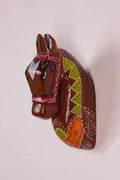 Wooden Hand Carved Painted Horse Head Wall Hanging - Brown