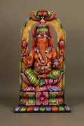Wooden Hand Carved Painted - Ganesha Statue - (28×15)