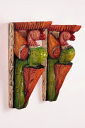 Wooden Hand Carved Painted - Parrot Wall Bracket Set OF - 2 (12×6)