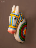 Wooden Hand Carved Painted Horse Head Wall Hanging - White
