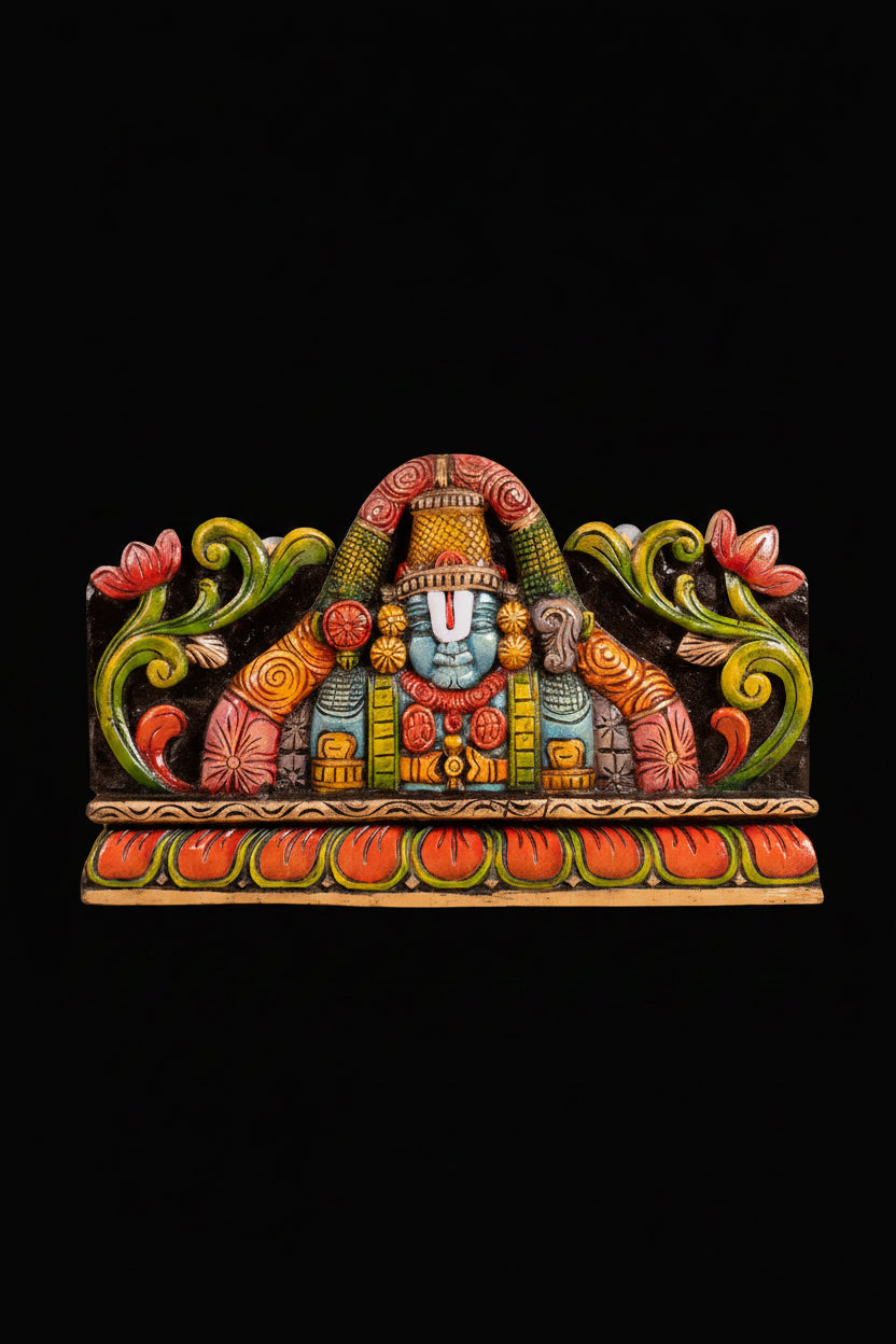 Hand-Painted Wooden Balaji Face Panel (10.5″)