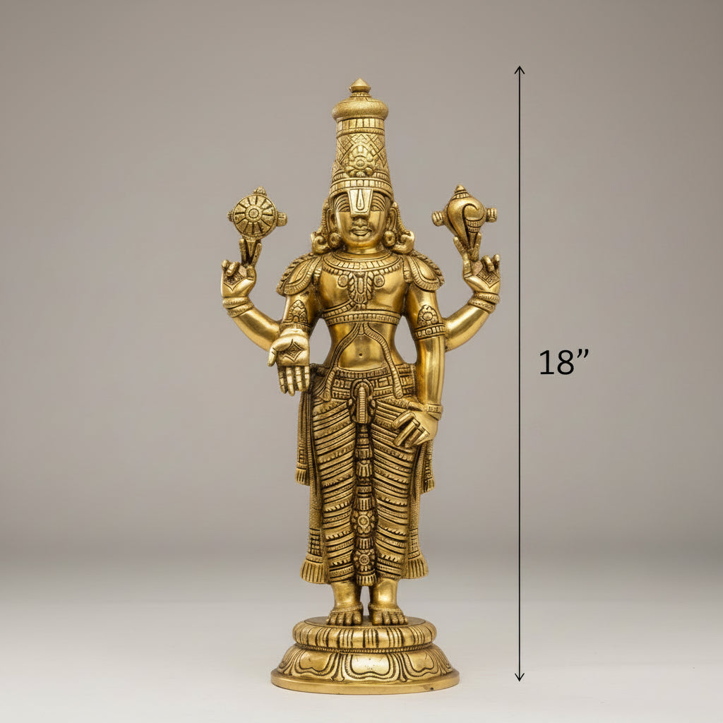 Lord Tirupati Balaji Brass Statue (18″, 8.5 kg)